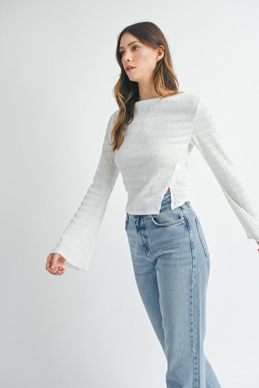 The Ready or Not Off-White Bell Sleeve Top