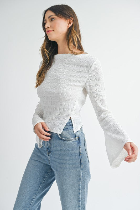 The Ready or Not Off-White Bell Sleeve Top