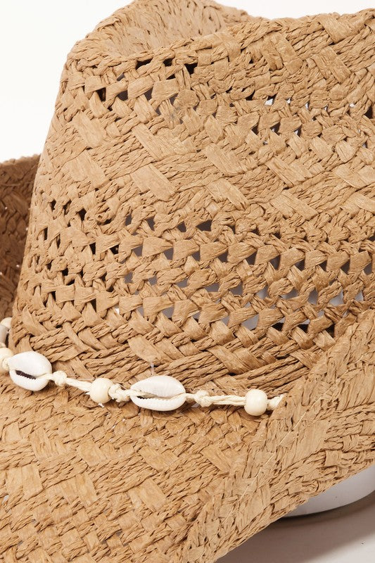 The Straw Braid Cowrie Shell Cowboy Hat