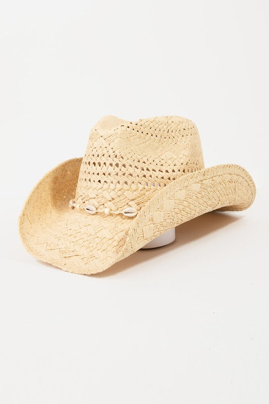 The Straw Braid Cowrie Shell Cowboy Hat