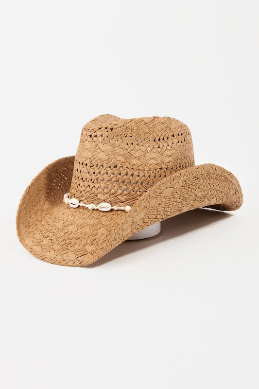 The Straw Braid Cowrie Shell Cowboy Hat