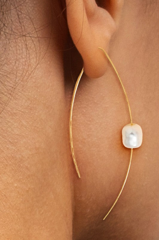 The Gold and Faux Pearl Threader Earrings