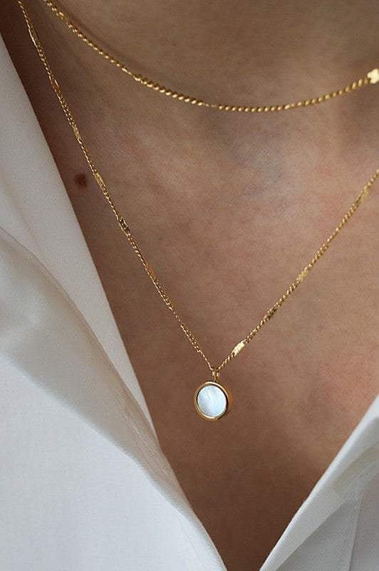 Pearl Pendant Gold Double Layer Necklace