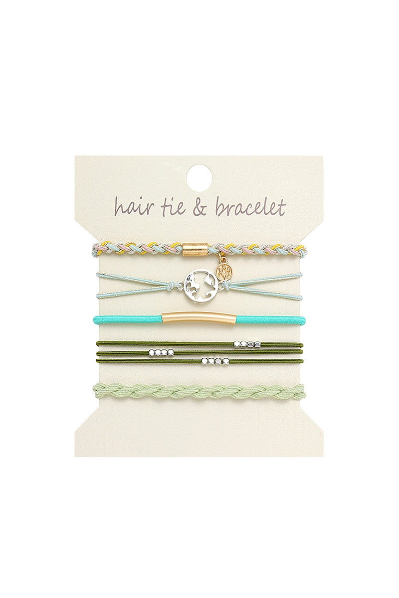 The Boho Metal Bracelet Hair Tie Sets