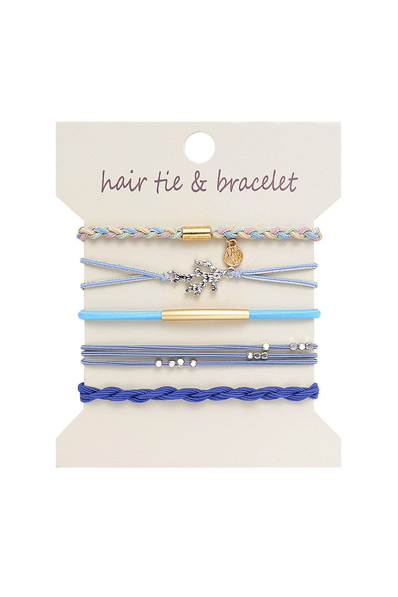 The Boho Metal Bracelet Hair Tie Sets