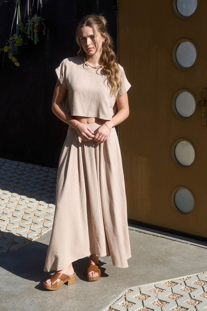 The Way Out West Linen Cropped Top