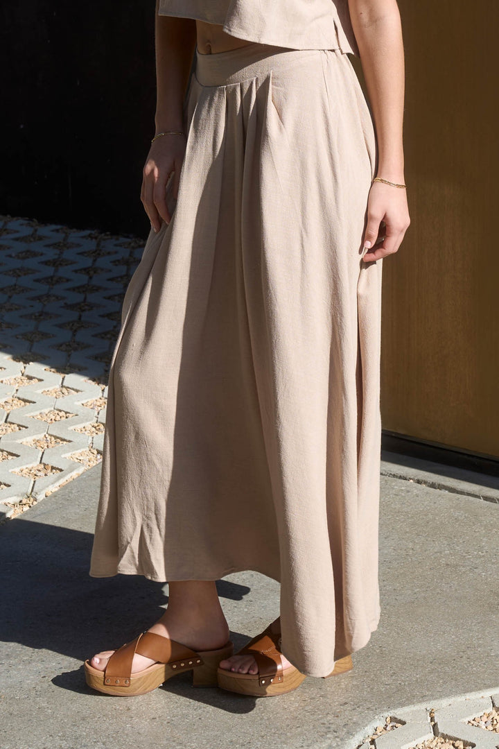 The Way Out West Linen Midi Skirt