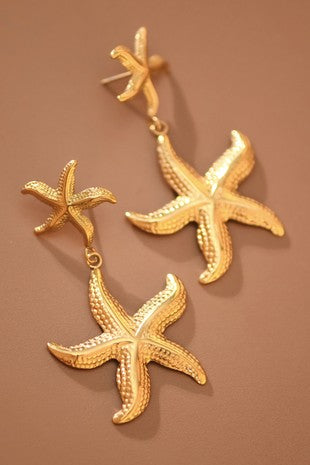 The She's A Star Gold Starfish Earrings