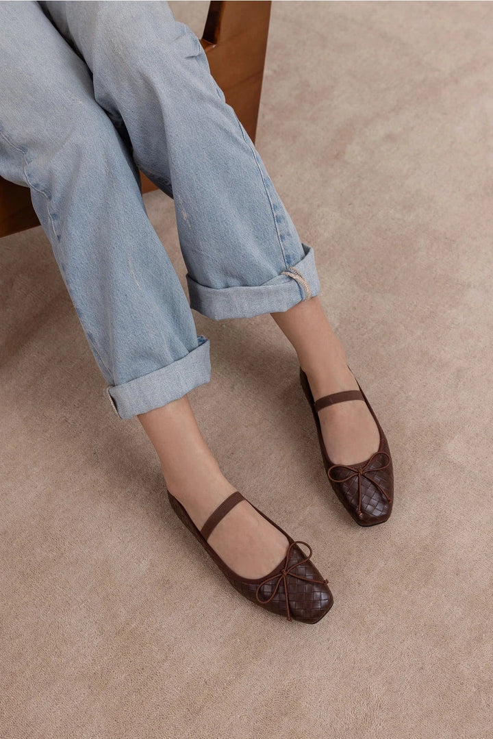 The Logan | Coffee Woven Ballet Fall Flat