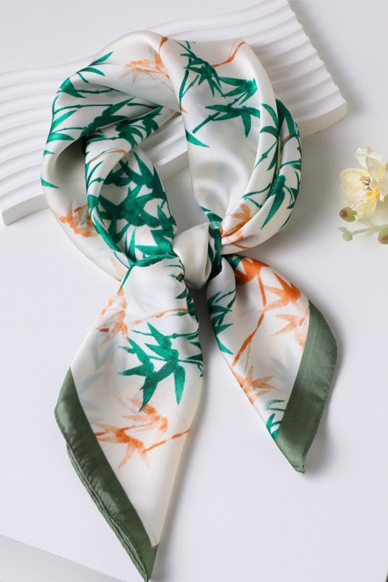 The Floral Print Faux Silk Square Scarf