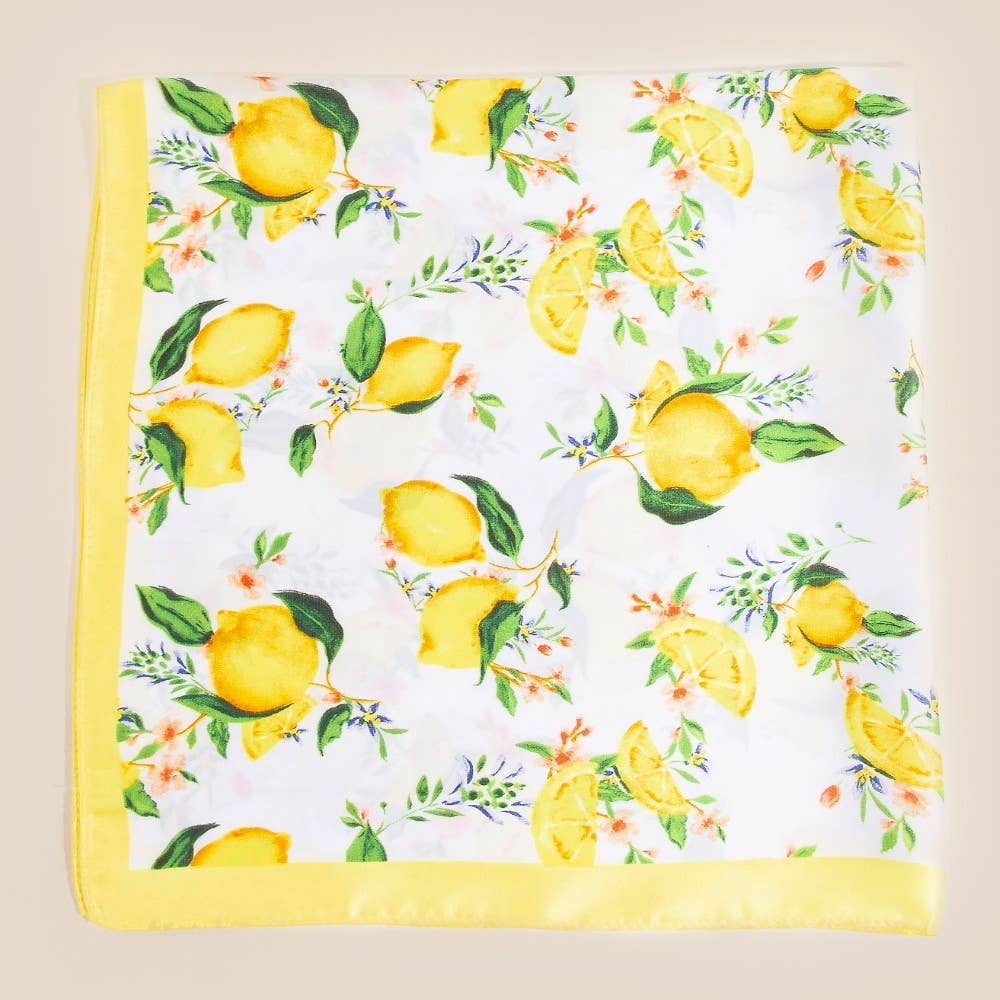 The Lemons And Flowers Print Square Bandana Scarf