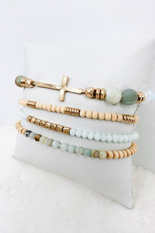 The Cross 4pc Stretch Bracelet Set