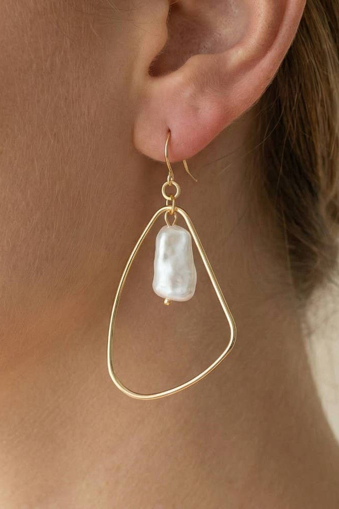 The Pearl Bead Irregular Tear Dangle Earrings
