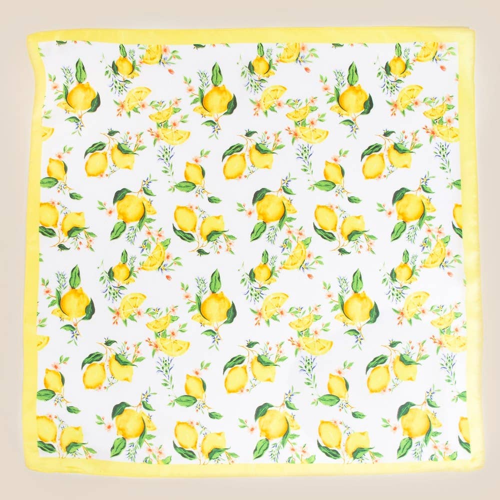 The Lemons And Flowers Print Square Bandana Scarf
