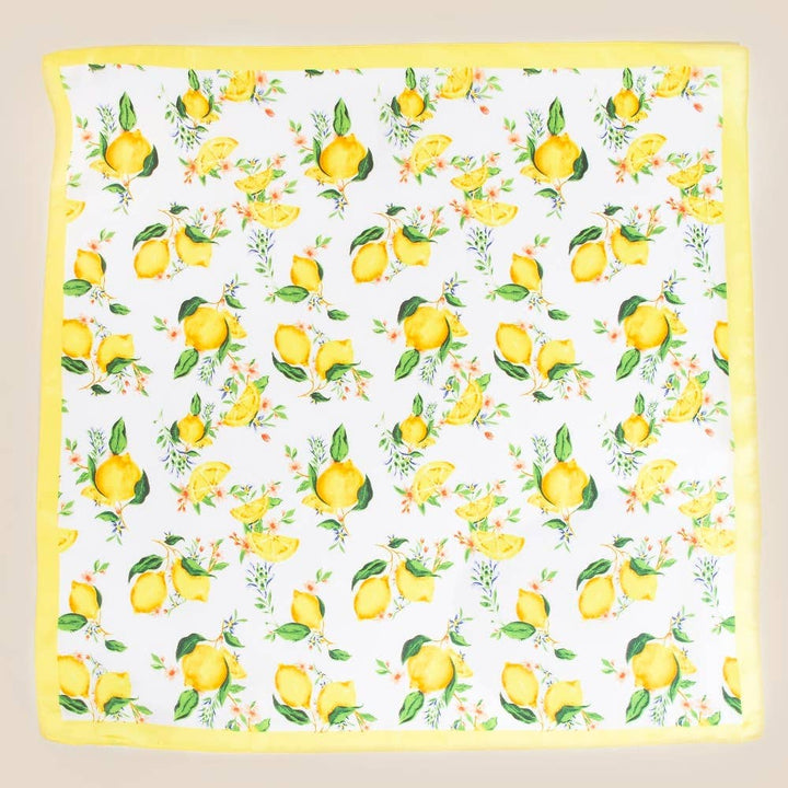 The Lemons And Flowers Print Square Bandana Scarf