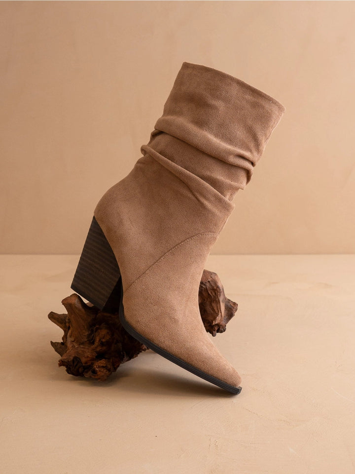 The Letty | Latte Tweed Slouch Fall Boot