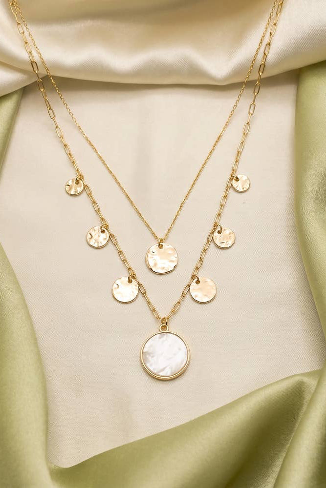 The Layered Mother Of Pearl Disc Necklace