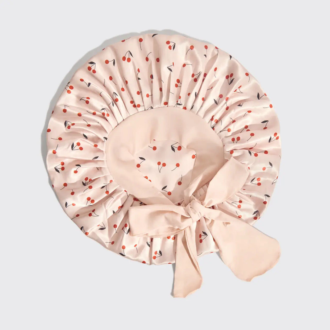 The Cherry Print Adjustable Satin Bonnett