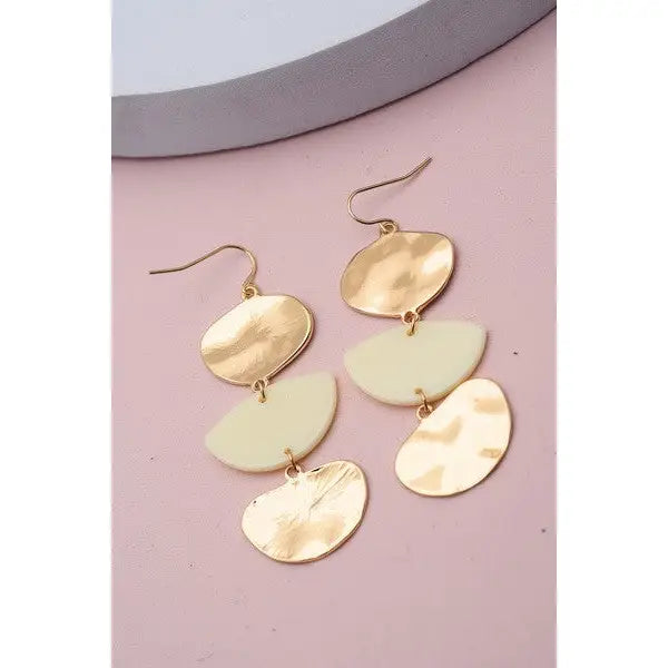 Hammered Metal Acrylic Mix Drop Earrings