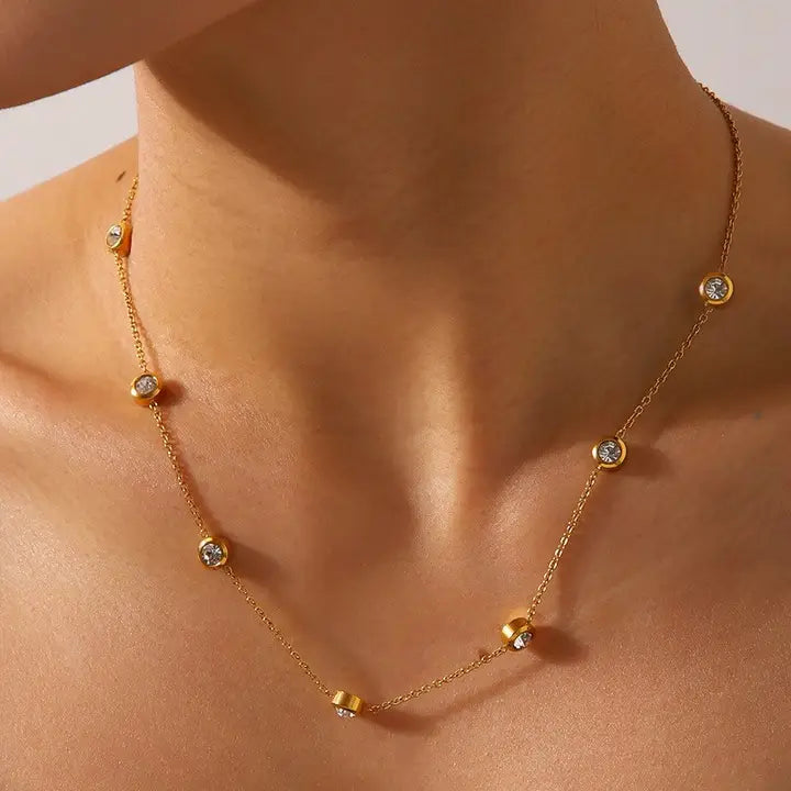The Rhinestone Kiss 18K Stainless Steel Tarnish Free Necklace