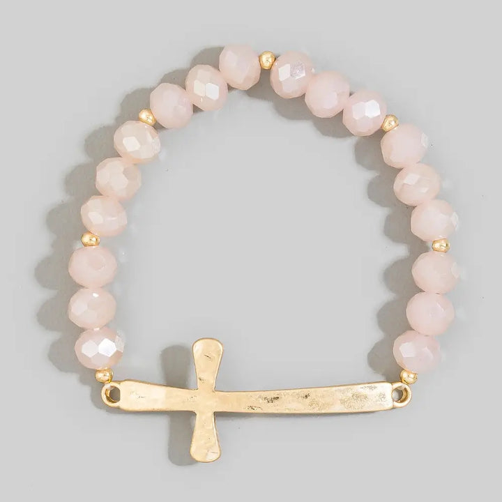 The Faceted Crystal Bead Cross Bracelet