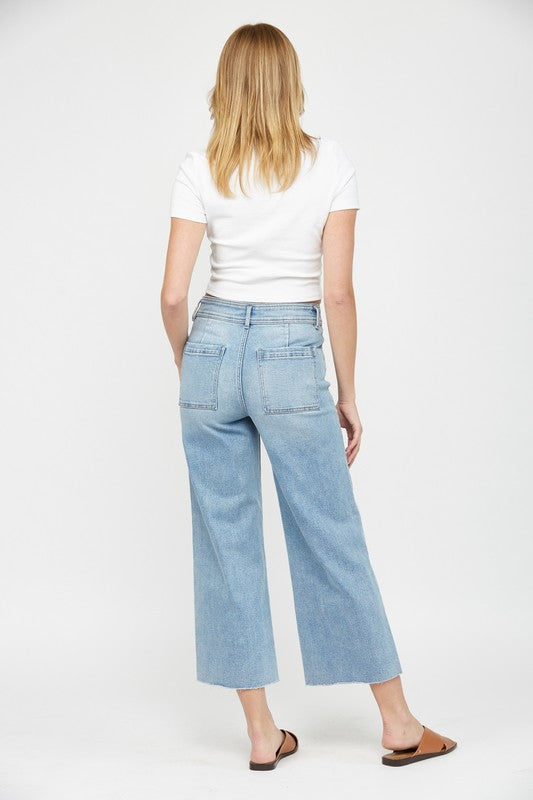 The Wisteria Lane Wide Leg Cropped Jeans