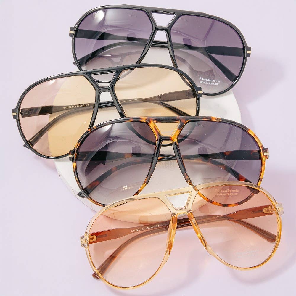 The Oversized Aviator Notched Double Bridge Sunglasses