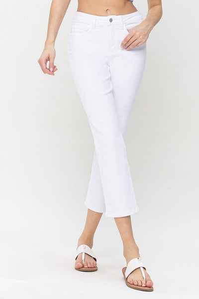 The Bella White High Rise Straight Crop Jeans