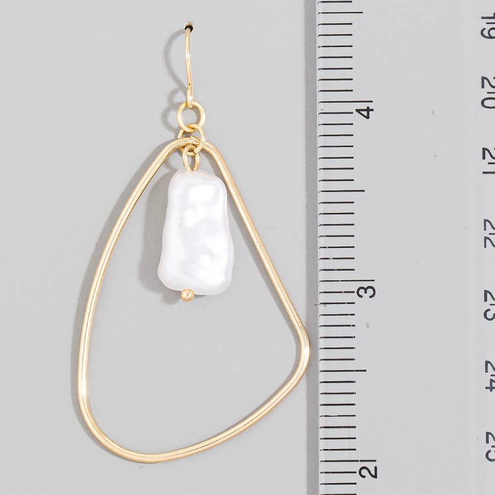 The Pearl Bead Irregular Tear Dangle Earrings