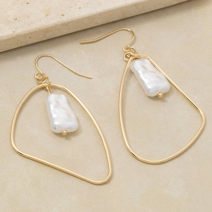 The Pearl Bead Irregular Tear Dangle Earrings