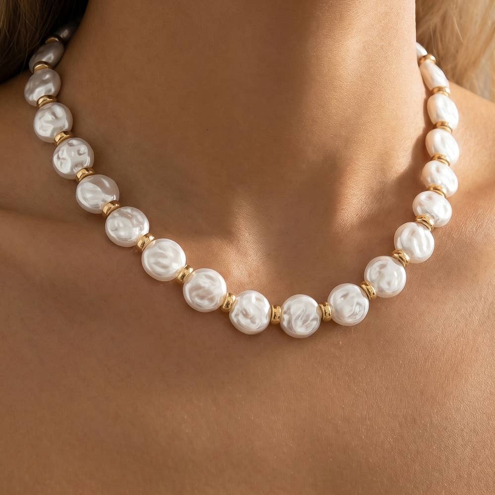 The Coin Pearl Beaded Station Necklace