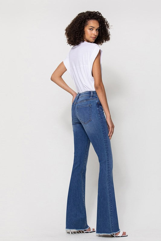 The Carolina Mid Rise Mini Flare Jeans