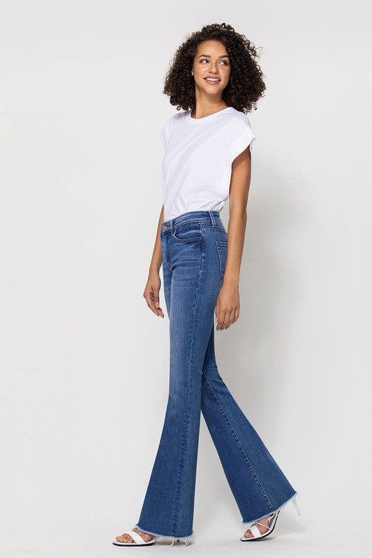 The Carolina Mid Rise Mini Flare Jeans