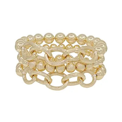 The Gold Ball and Chain Bracelet Set