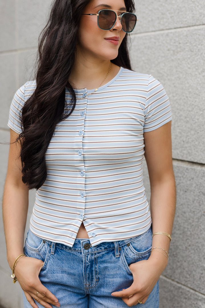 The Gelato Stripe Button Up Top