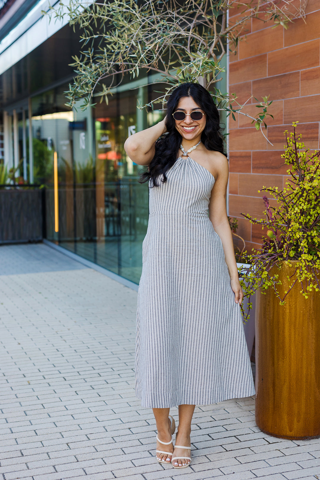 summer halter midi dress Summer Strolls Halter Neck Tie Midi Dress