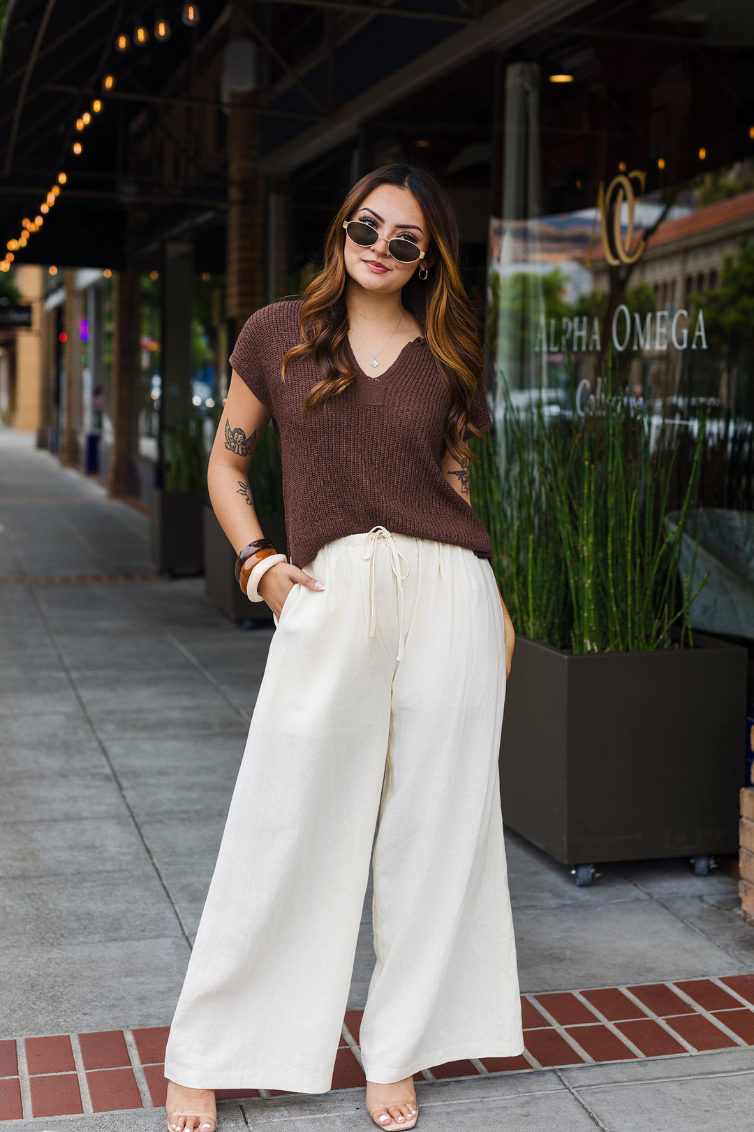 The Ella Split Neck Sleeveless Sweater