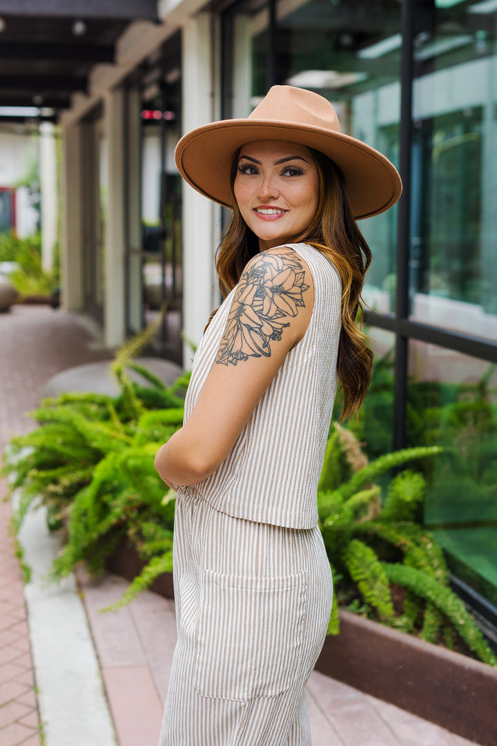 The Malibu Striped Button Top