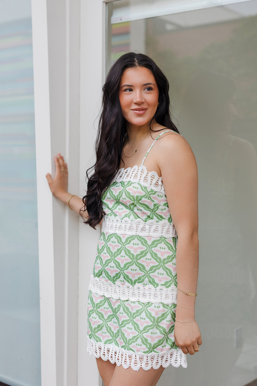 The Palm Social Geometric Print Mini Dress