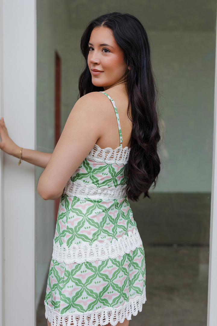 The Palm Social Geometric Print Mini Dress