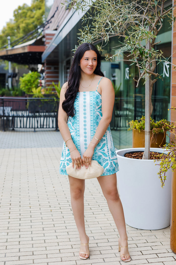 The See You Soon Scarf Print Mini Dress