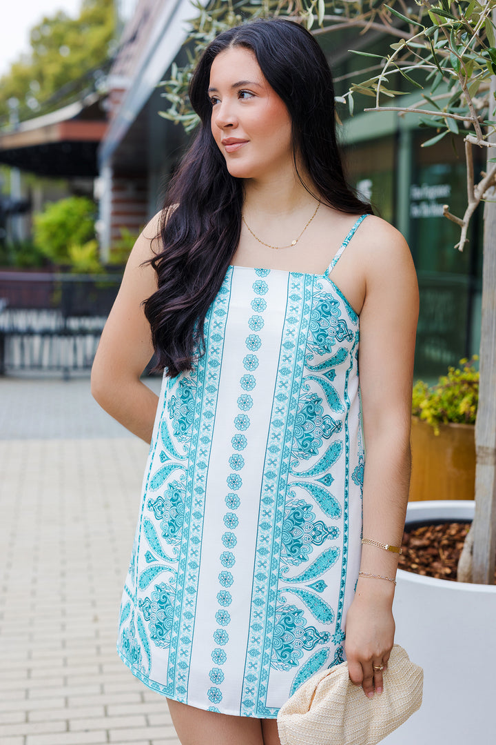 The See You Soon Scarf Print Mini Dress
