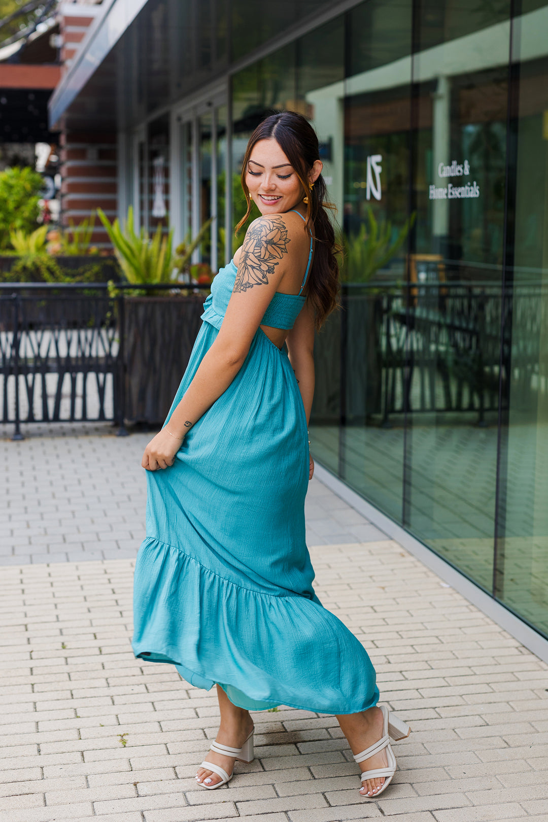 summer halter maxi dresses Crochet Dress for Beach Canary Houze Gathered bodice Halter Maxi Backless Summer Maxi