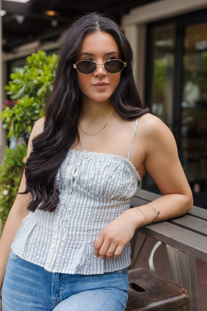 The Morning Market Striped Peplum Top