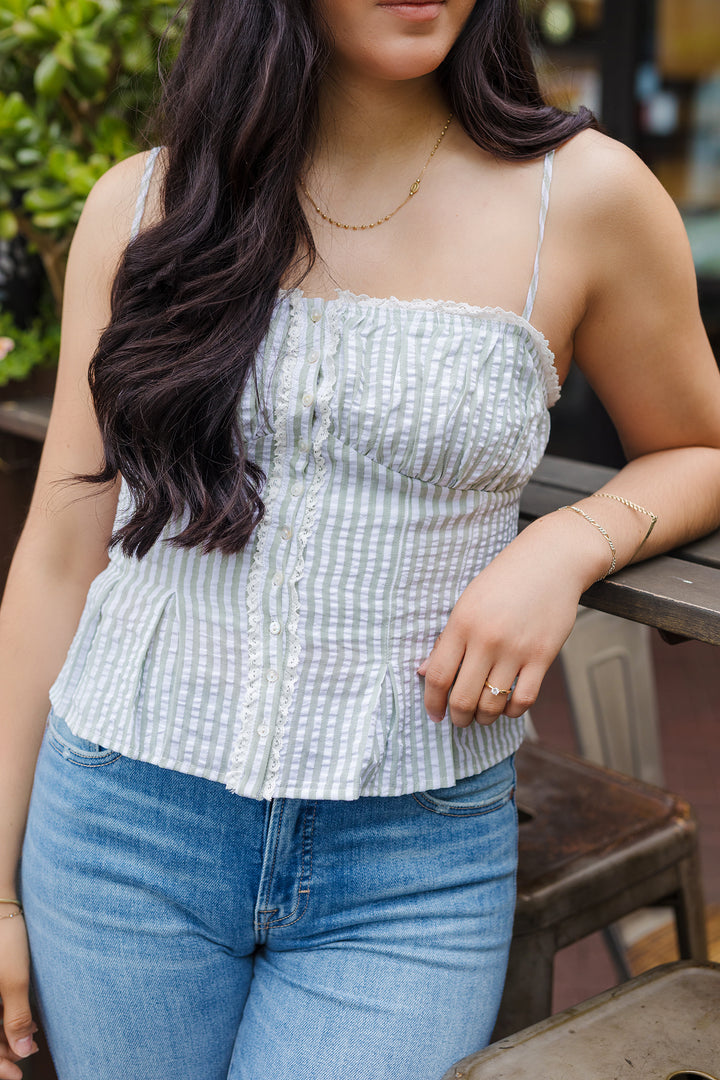 The Morning Market Striped Peplum Top
