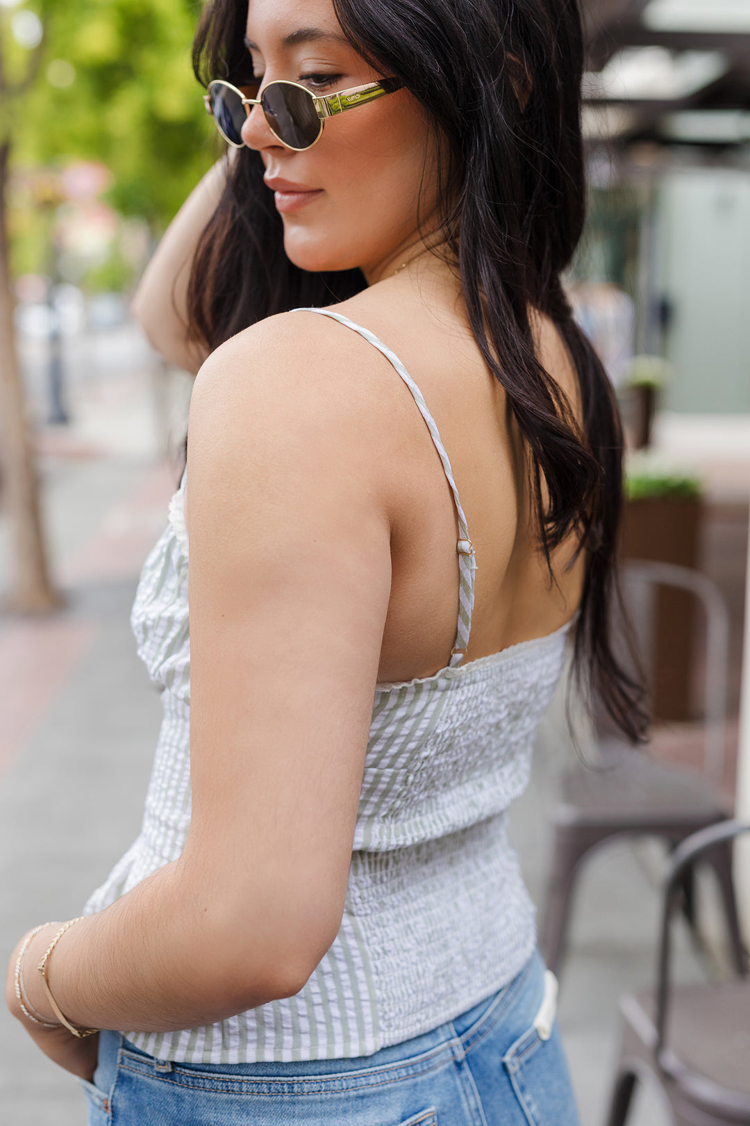 The Morning Market Striped Peplum Top