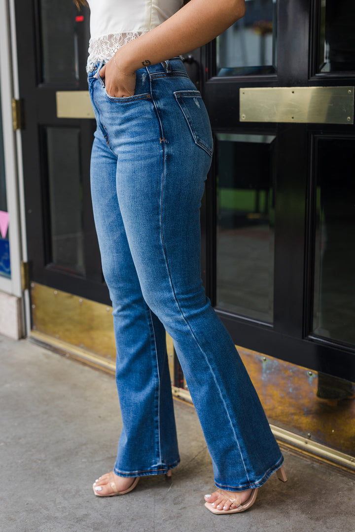 The Sienna Medium Wash Classic Flare Jeans by Hidden