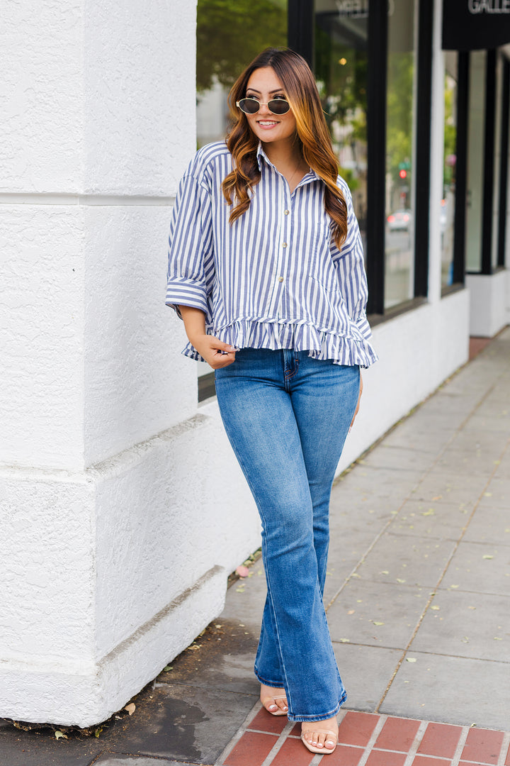 The Nantucket Striped Button Down Top