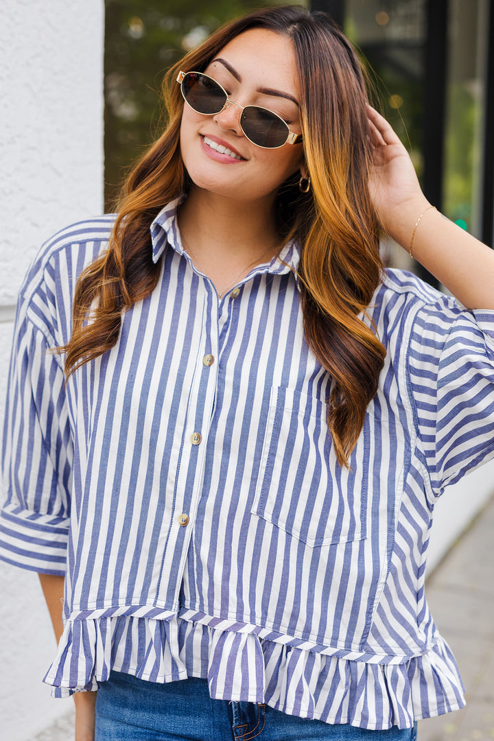 The Nantucket Striped Button Down Top