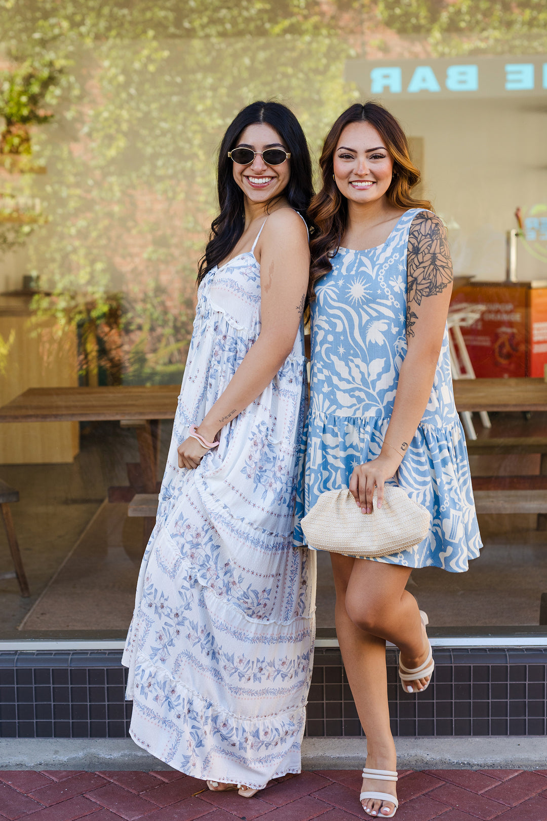 The Sunny Days Blue Printed Mini Dress
